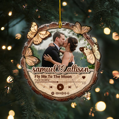 Custom Wedding Song Photo 2-Layer Wood Ornament