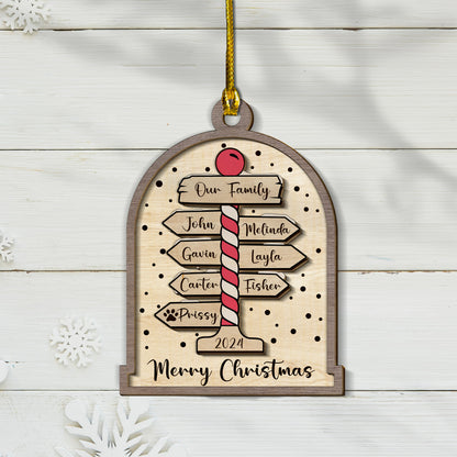 Custom Names Signposts 2-Layer Wood Ornament