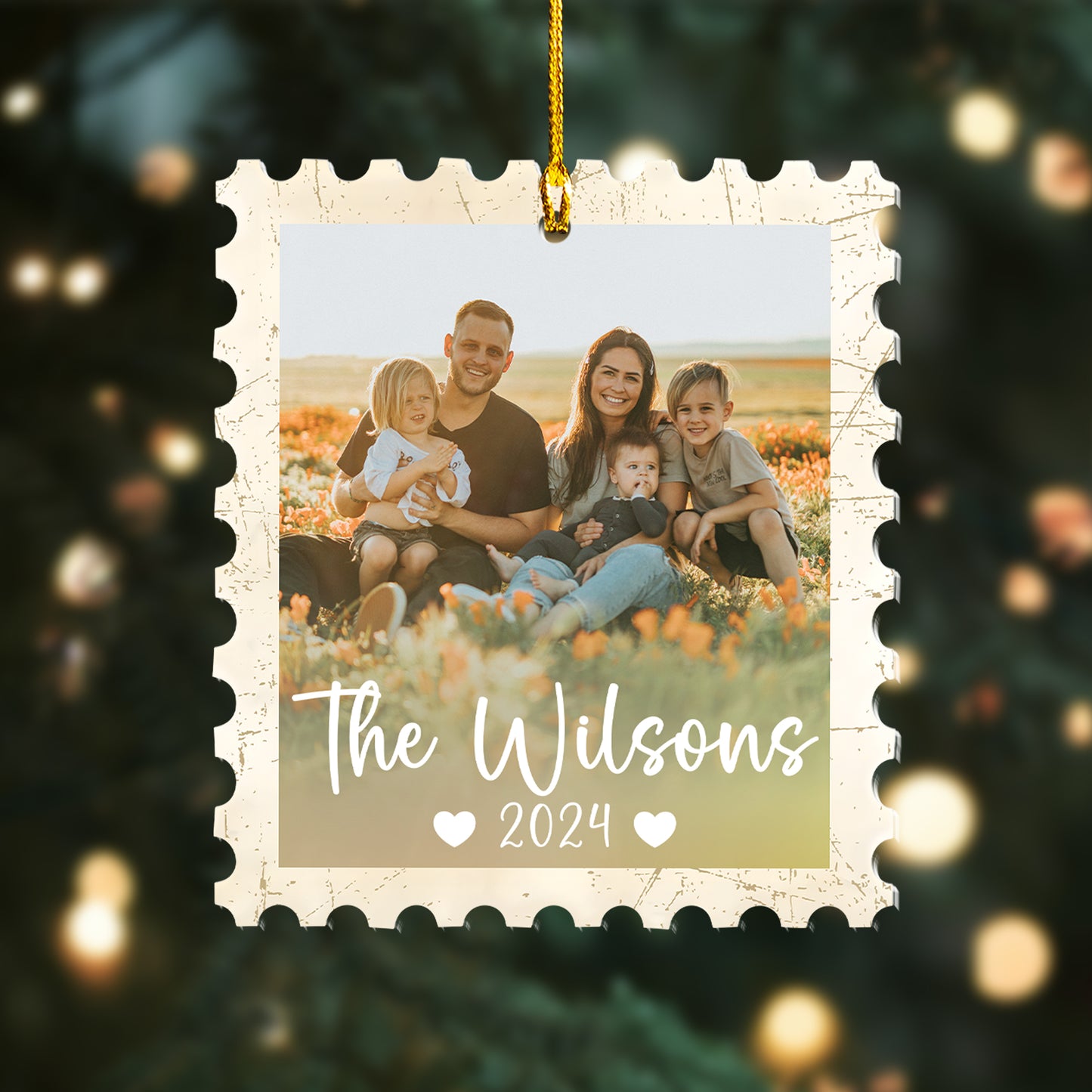 Custom Stamp Teacher Family Photo Ornament