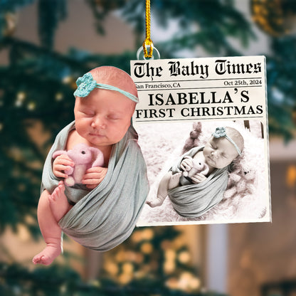 Custom Baby Photo Newspaper Ornament