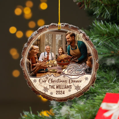 Custom Christmas Family Photo Dinner Wood Slice Ornament