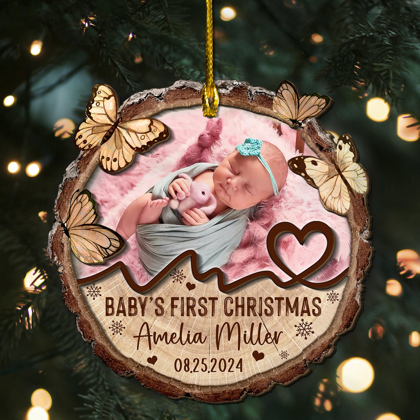 Custom Baby Photo 2-Layer Wood Ornament