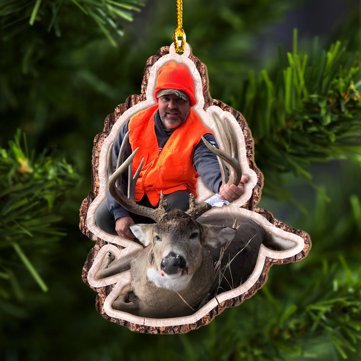 Custom Hunting Photo Wood Ornament