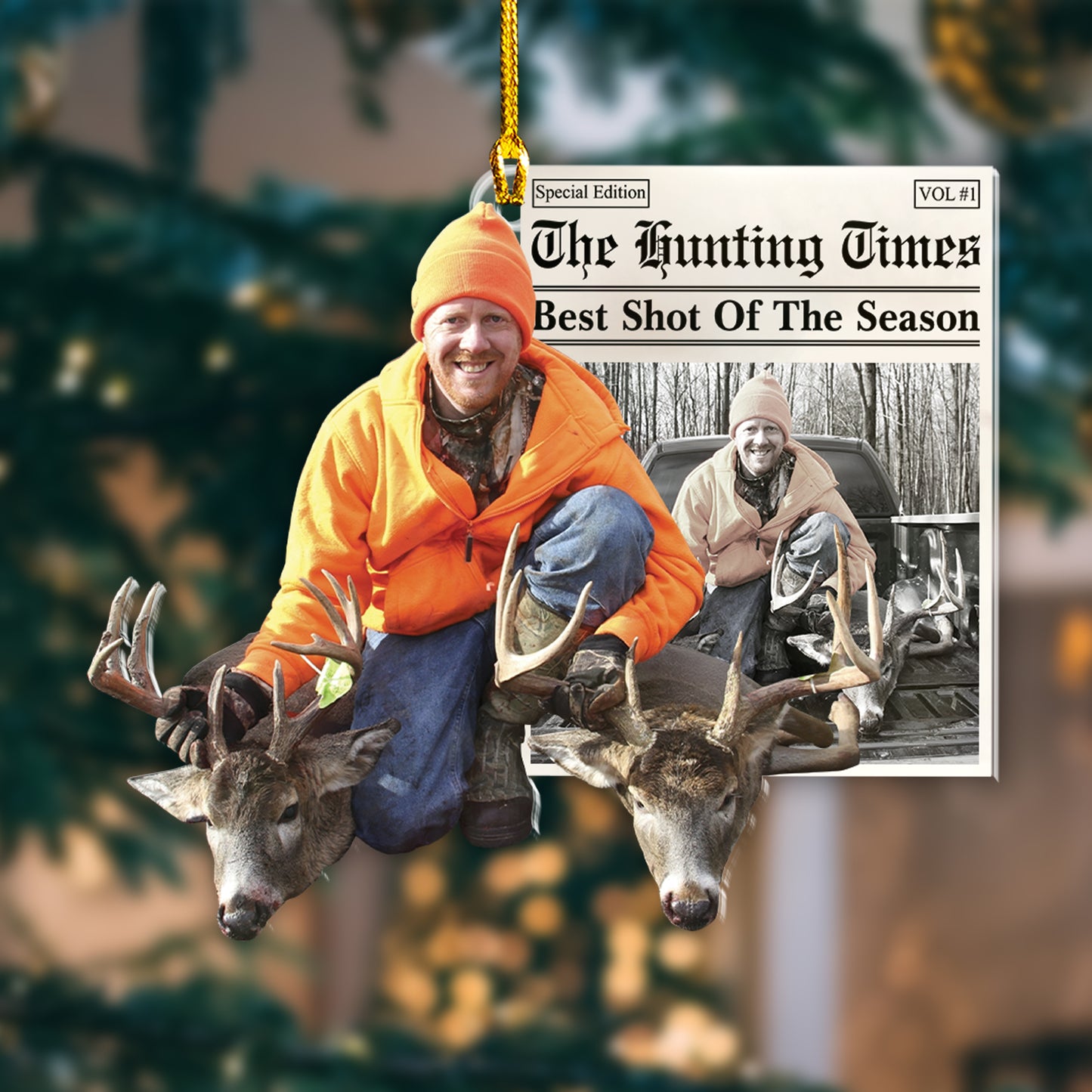 Custom Hunting Photo Newspaper Ornament