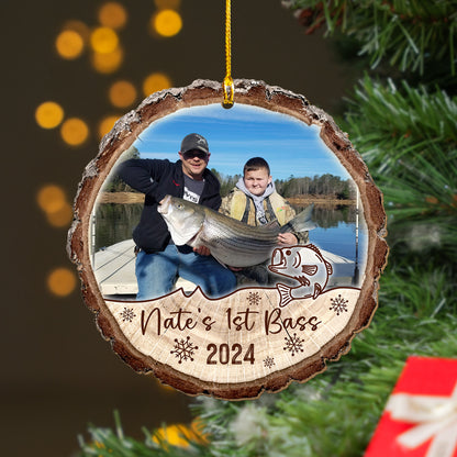 Custom Fishing Photo Wood Slice Ornament