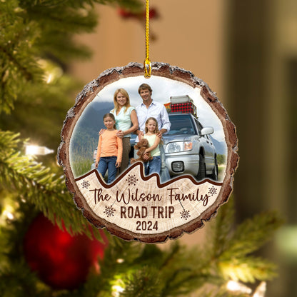 Custom Road Trip Family Photo Wood Slice Ornament