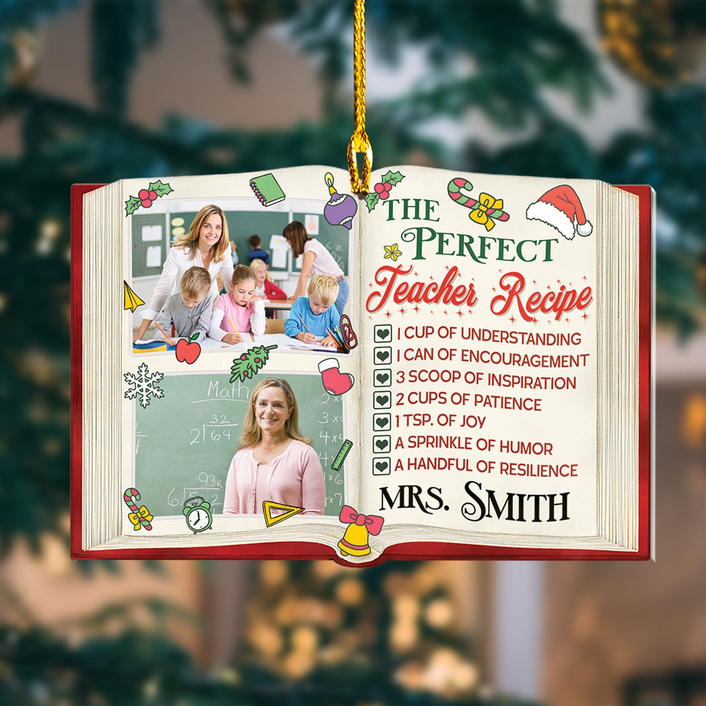 Custom Teacher Photo The Perfect Teacher Recipe Ornament