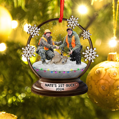 Custom Hunting Photo Snowball Wood and Acrylic Ornament