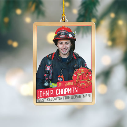 Custom Photo Firefighter Card Acrylic Ornament