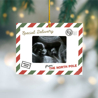 Custom Baby Ultrasound Photo Santa Letter Ornament