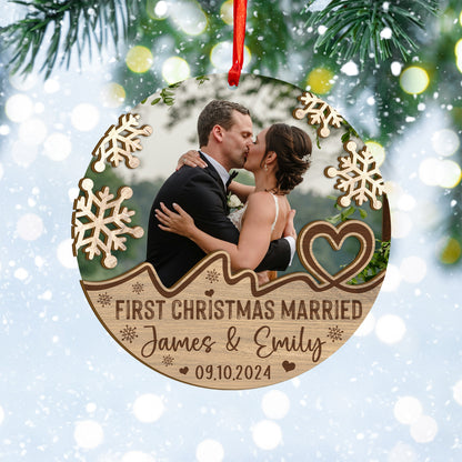 Custom Wedding Photo Wood and Acrylic Ornament