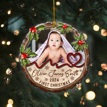 Custom Baby Photo 2-Layer Wood Ornament