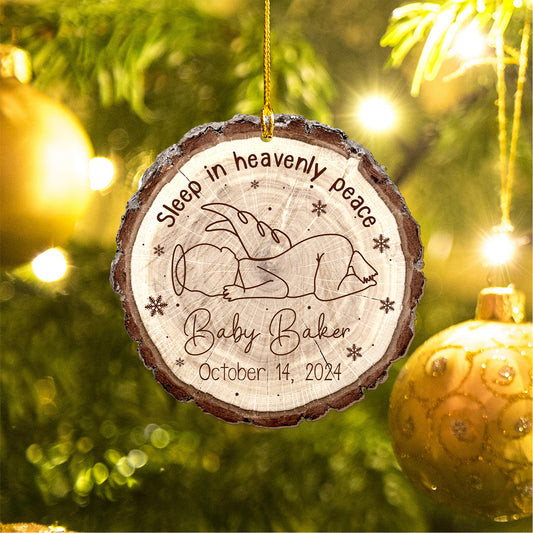 Custom Baby Memorial Wood Slice Ornament