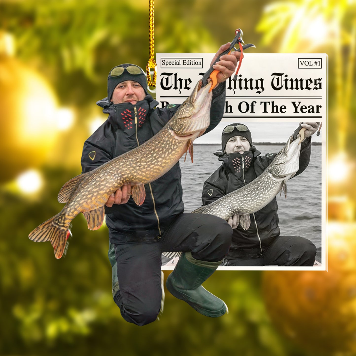 Custom Fishing Photo Newspaper Ornament