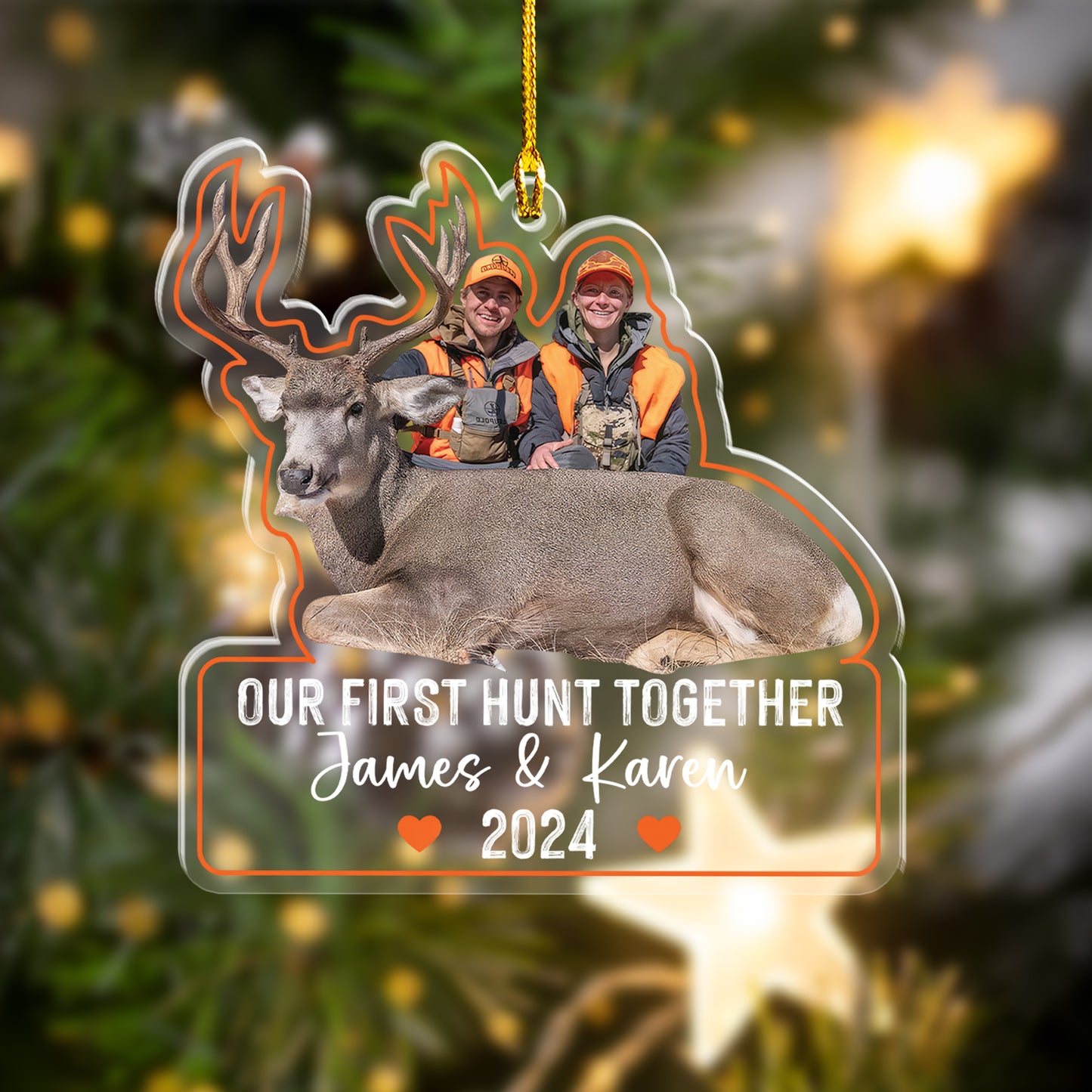 Custom Couple Hunting Photo Acrylic Ornament