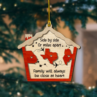 Custom Long Distance Family Christmas 2-Layer Wood Ornament