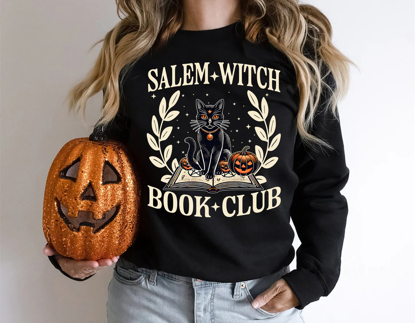 Salem Witch Book Club Black Cat Shirt