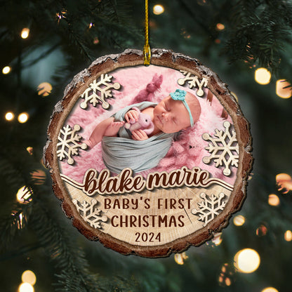 Custom Baby Photo 2-Layer Wood Ornament