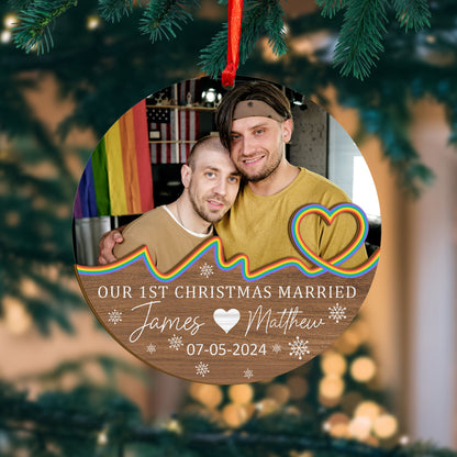 Custom LGBTQ Photo Wood and Acrylic Ornament