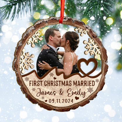 Custom Wedding Photo Wood and Acrylic Ornament