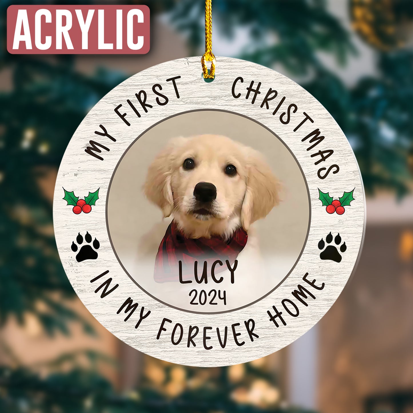 Custom Photo Dog First Christmas Ornament