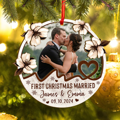 Custom Wedding Photo Wood and Acrylic Ornament