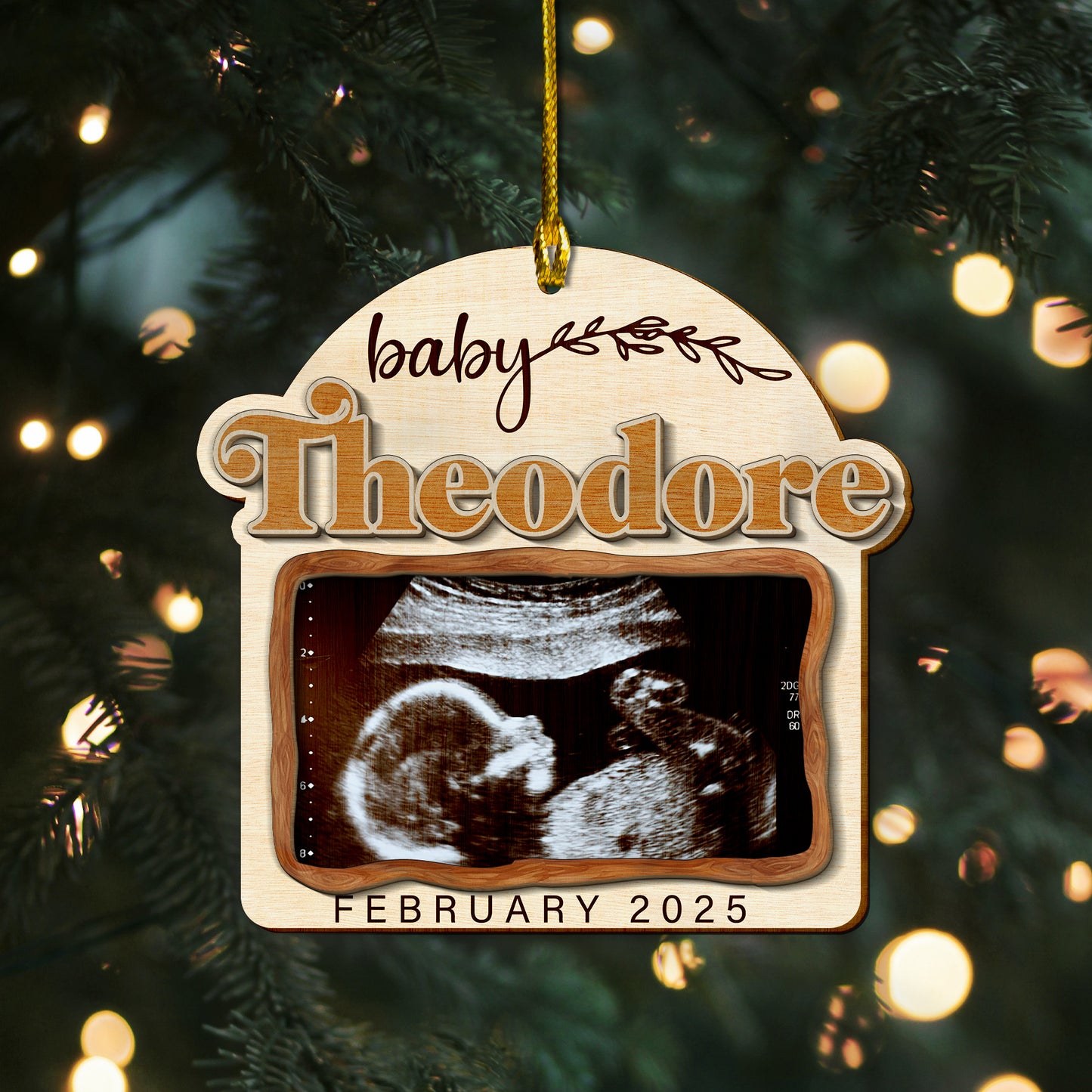 Custom Photo Ultrasound Baby 2-Layer Wood Ornament