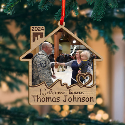 Custom Military Homecoming Photo Wood and Acrylic Ornament