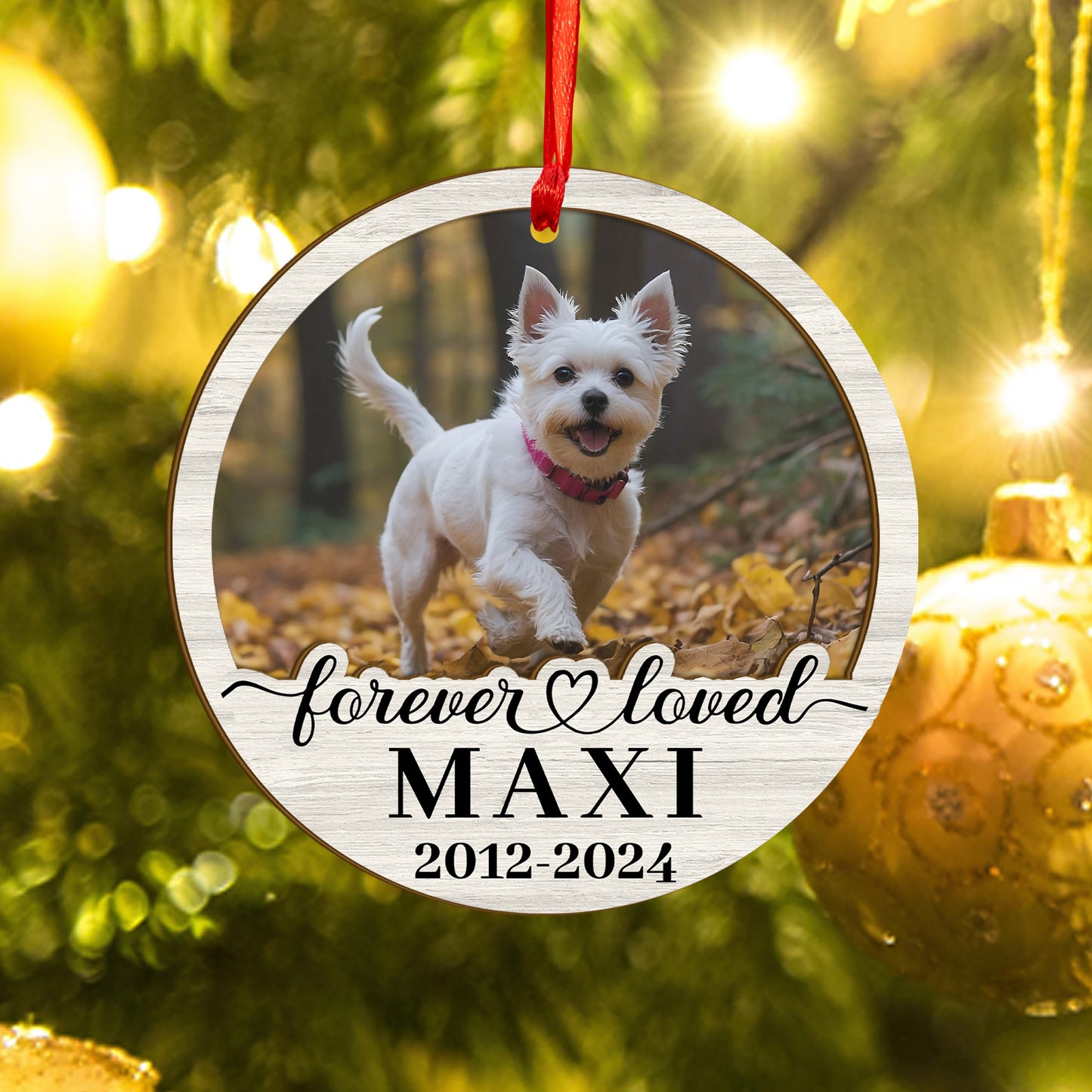 Custom Photo Memorial Dog Wood and Acrylic Ornament