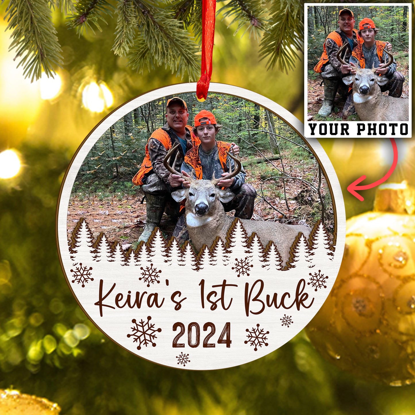 Custom Hunting Photo Wood and Acrylic Ornament