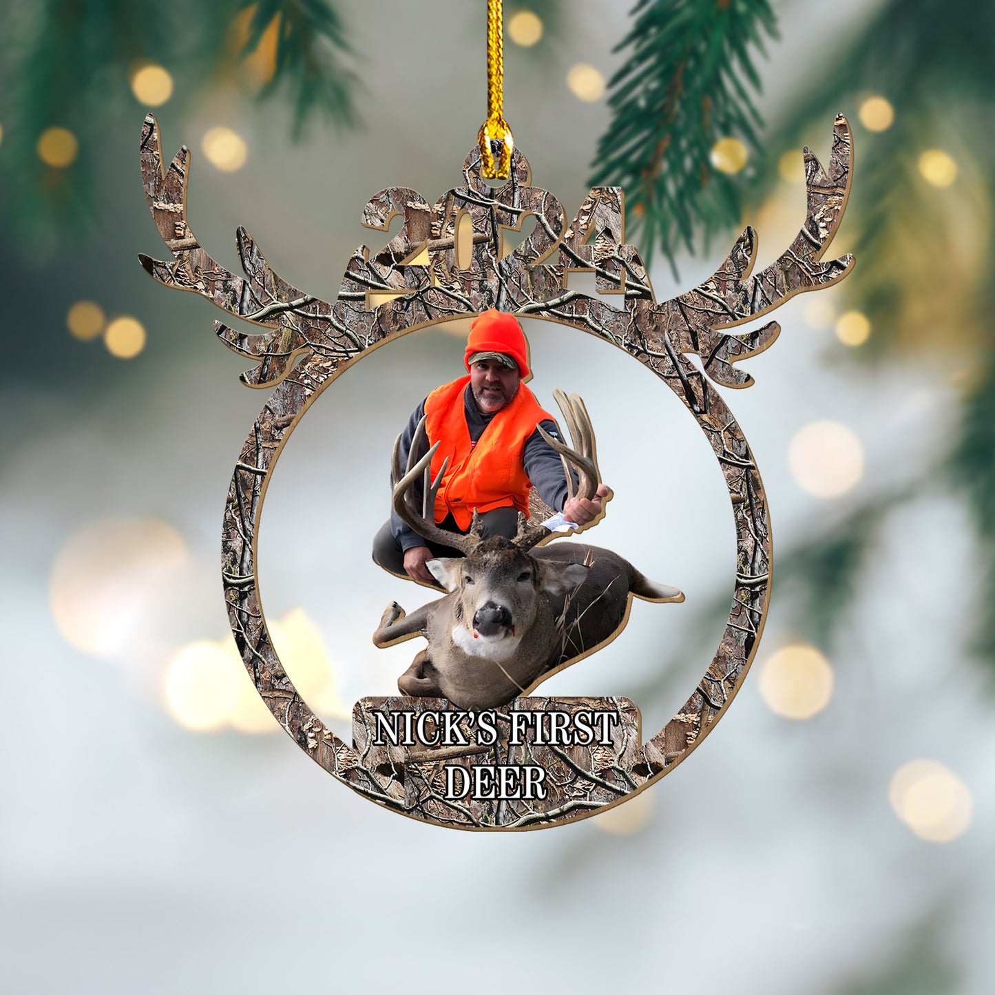 Custom Hunting Photo Wood Ornament