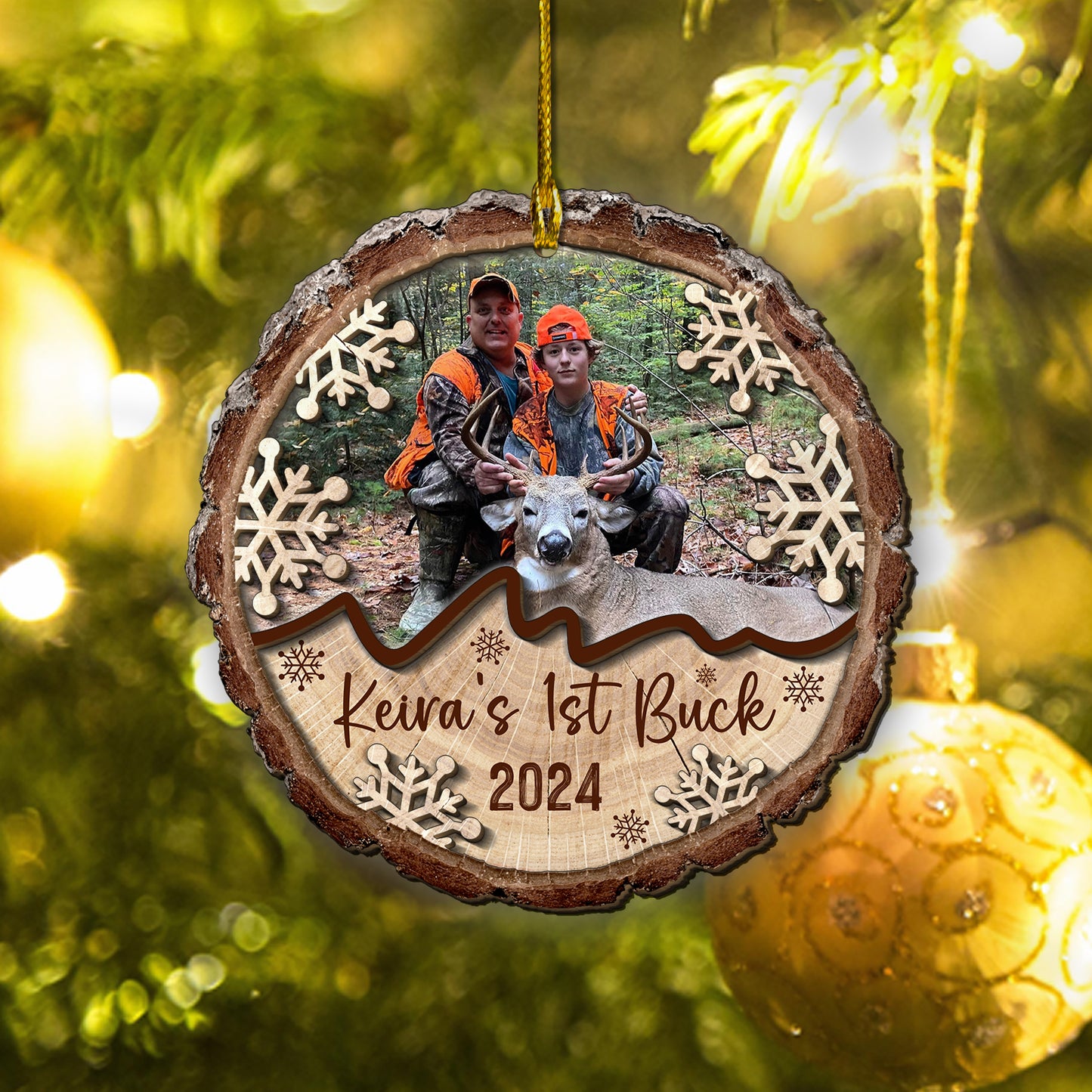 Custom Hunting Photo 2-Layer Wood Ornament