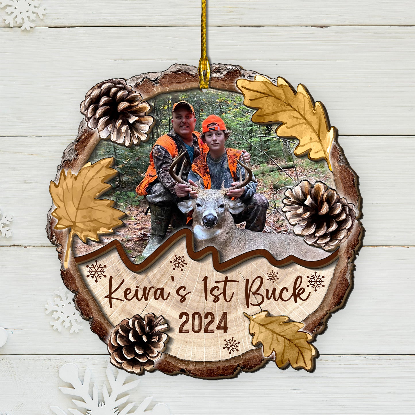 Custom Hunting Photo 2-Layer Wood Ornament