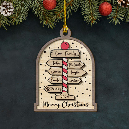 Custom Names Signposts 2-Layer Wood Ornament