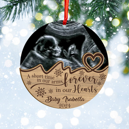 Custom Ultrasound Photo Baby Memorial Wood and Acrylic Ornament