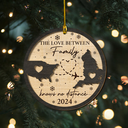 Custom Long Distance Family 2-Layers Wood Ornament