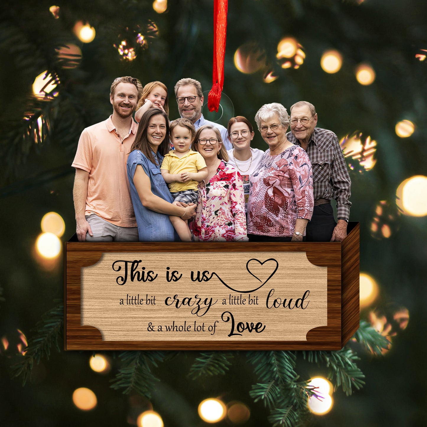 Custom Photo Family Wood and Acrylic Ornament