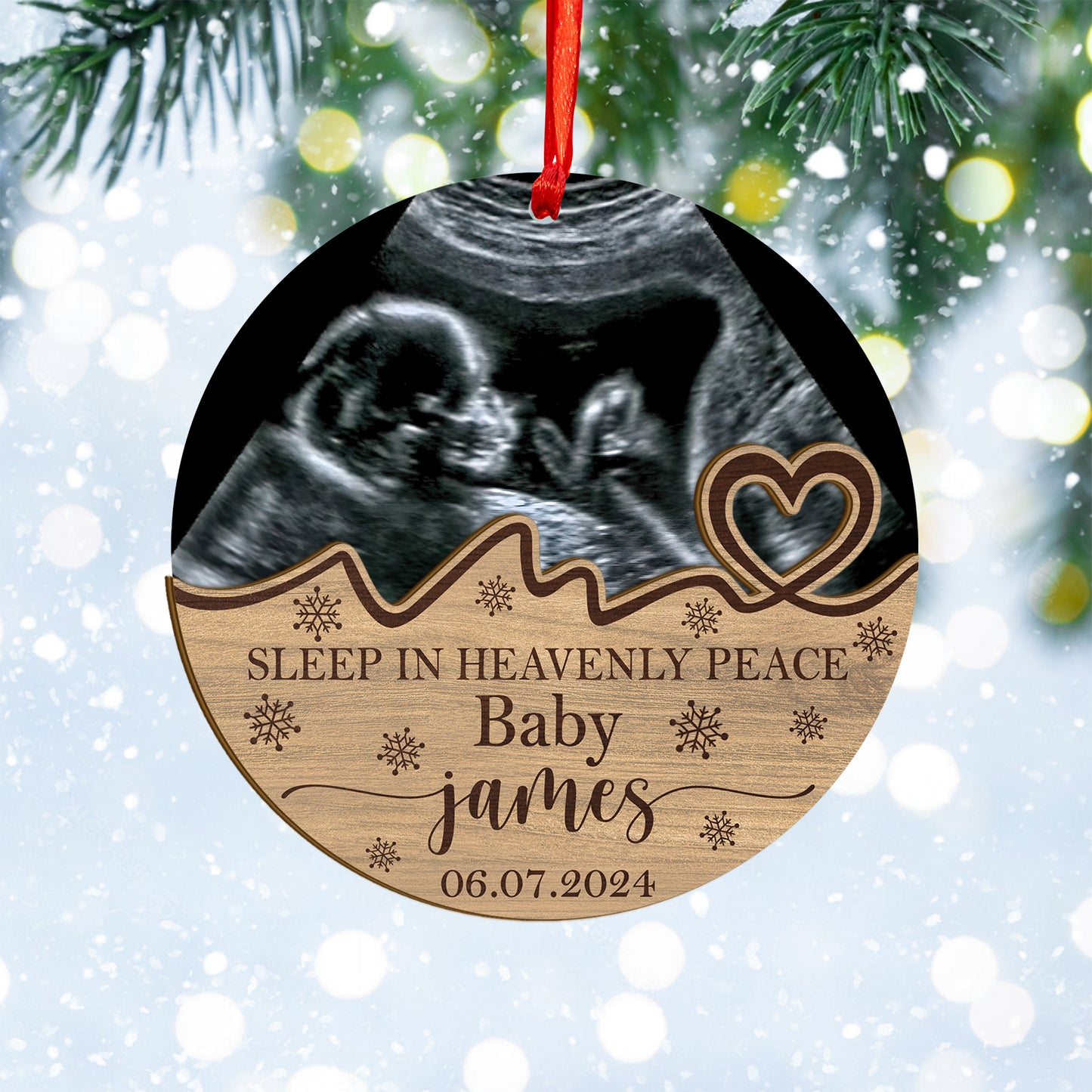 Custom Memorial Baby Photo Wood and Acrylic Ornament