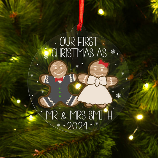 Custom Wedding Gingerbread Wood and Acrylic Ornament