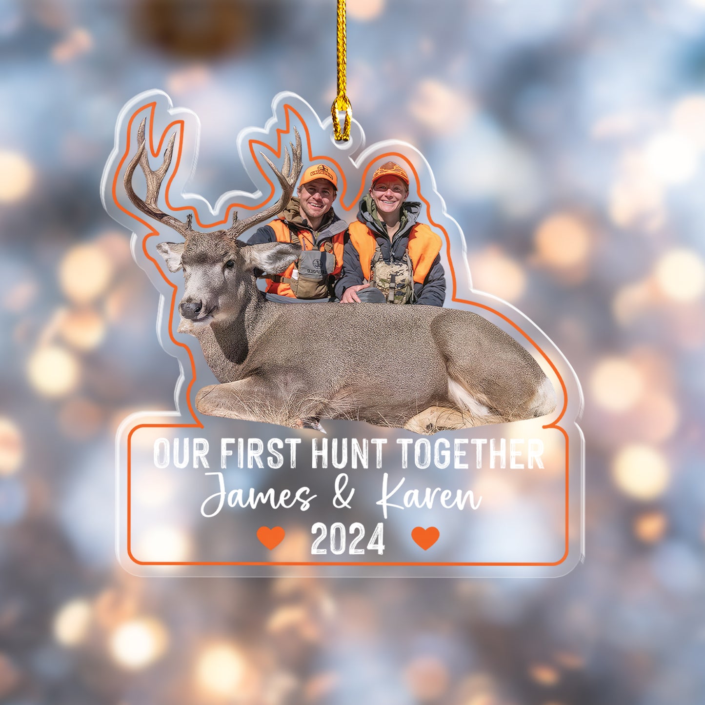 Custom Couple Hunting Photo Acrylic Ornament