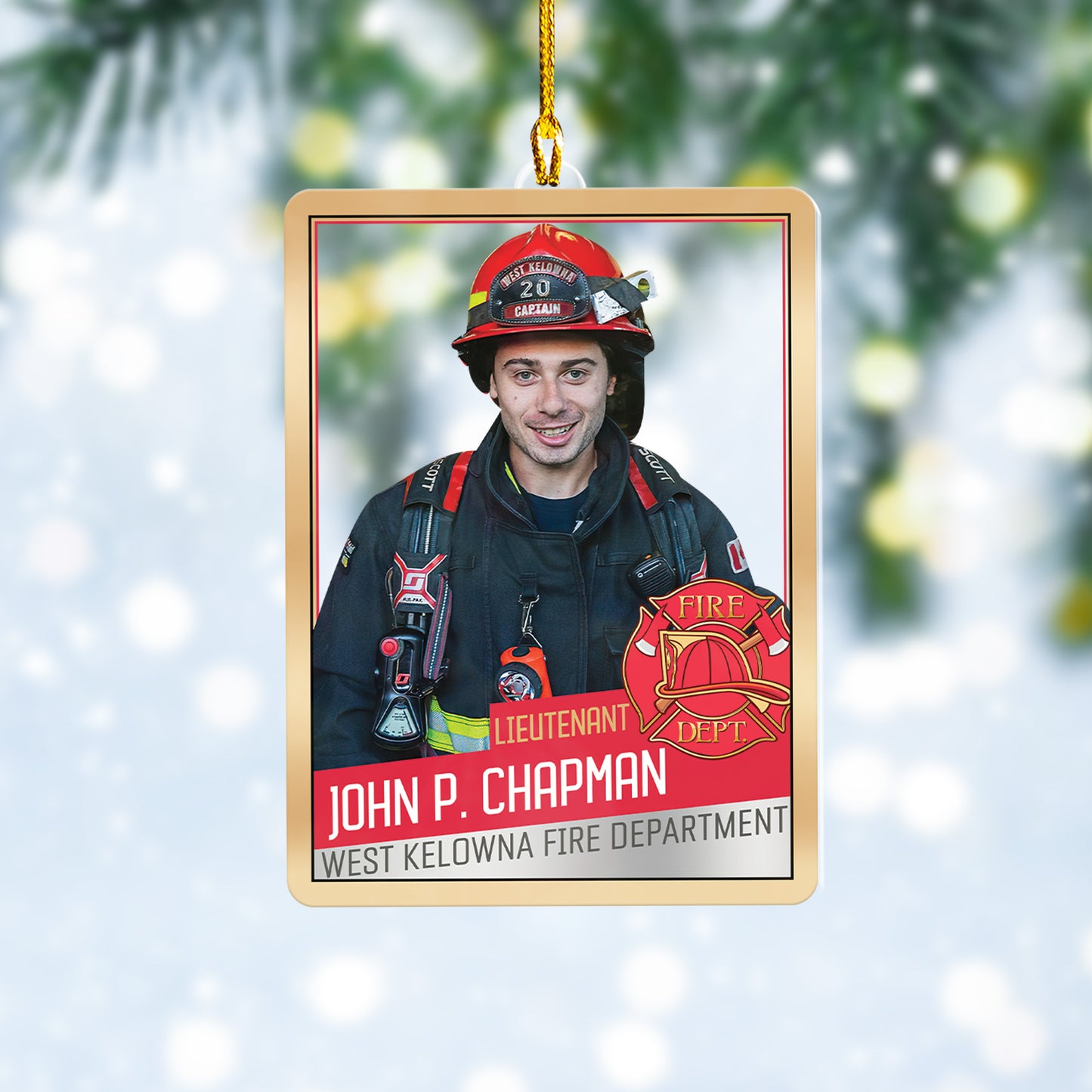 Custom Photo Firefighter Card Acrylic Ornament