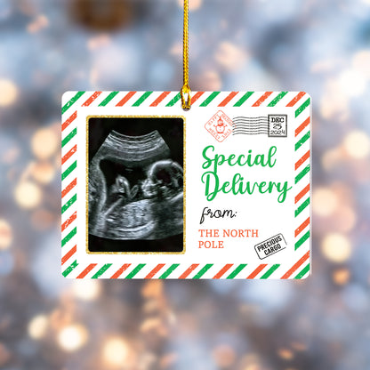 Custom Special Delivery Sonogram Christmas Ornament