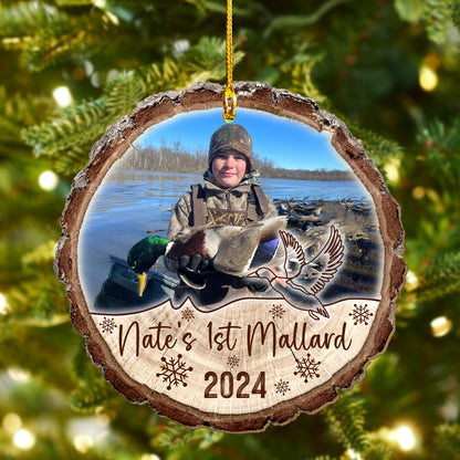 Custom Hunting Mallard Photo Wood Ornament