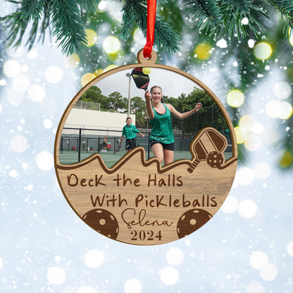 Custom Pickleball Photo Wood and Acrylic Ornament