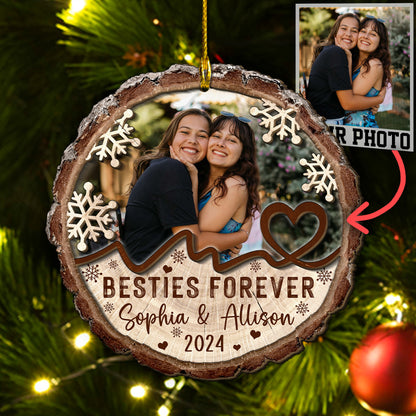 Custom Bestie Photo 2-Layer Wood Ornament