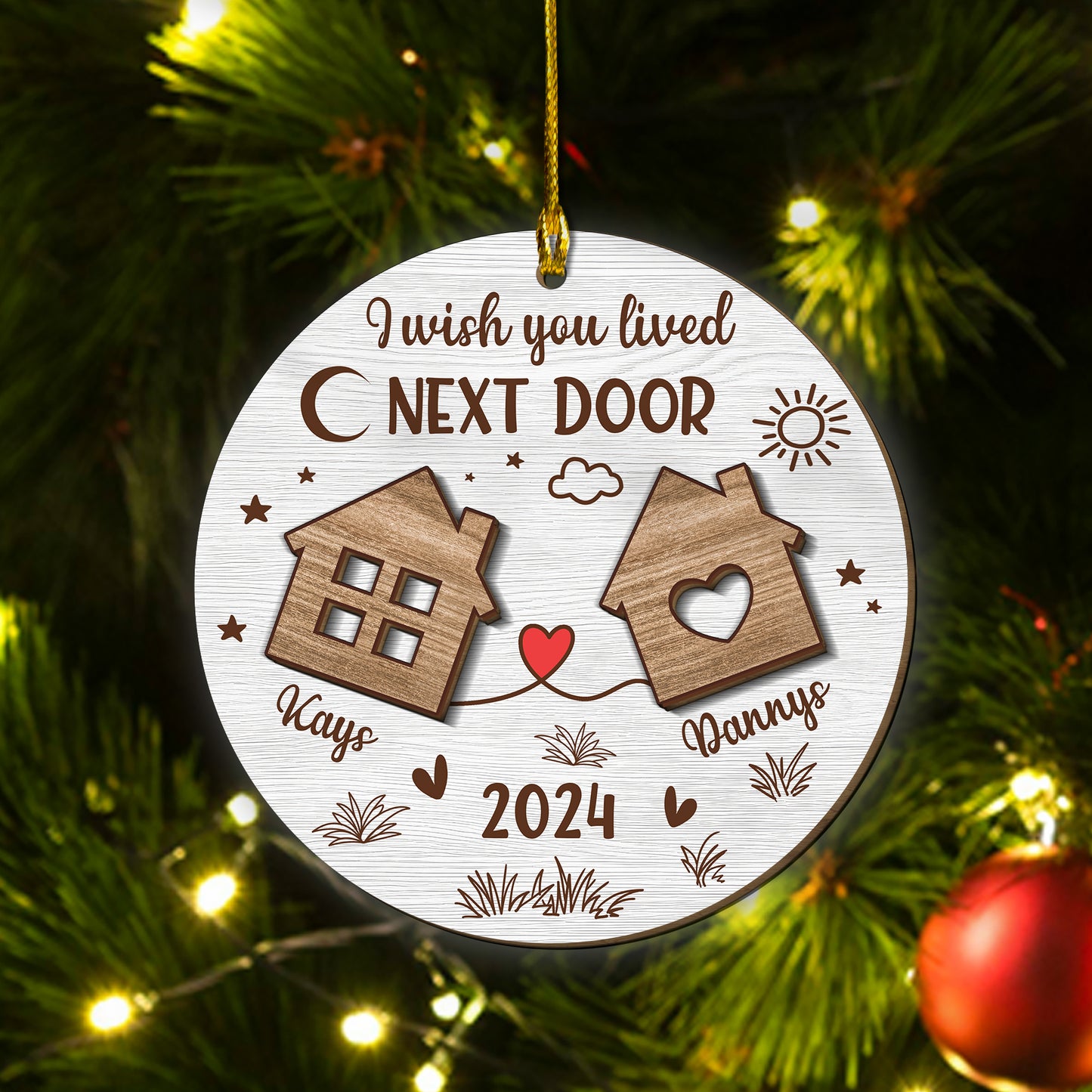 Custom Neighbors Name 2-Layer Wood Ornament