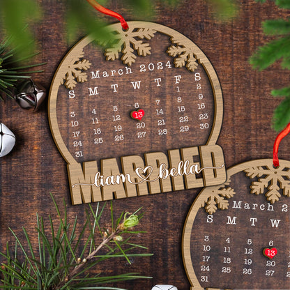 Custom Wedding Date Wood and Acrylic Ornament