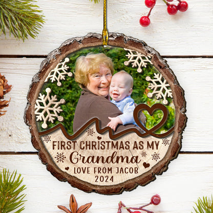 Custom Grandma Photo 2-Layer Wood Ornament