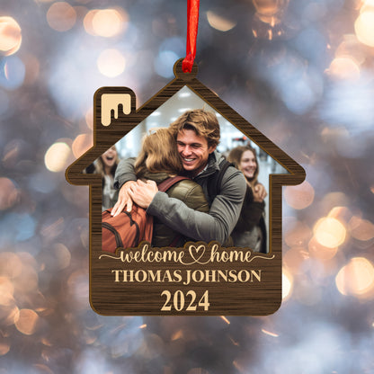 Custom Welcome Home Photo Wood and Acrylic Ornament