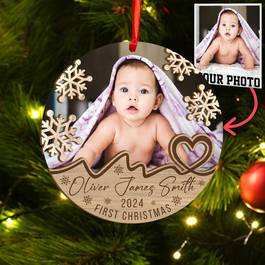 Custom Baby Photo Wood and Acrylic Ornament